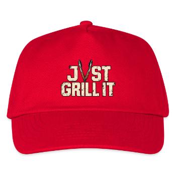 Just Grill It – Lustiges Grillmeister BBQ Motiv - Kinder Basecap - Rot - Vorne