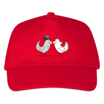 Happy Braut und Bräutigam Hochzeit Tauben - Kinder Basecap - Rot - Vorne