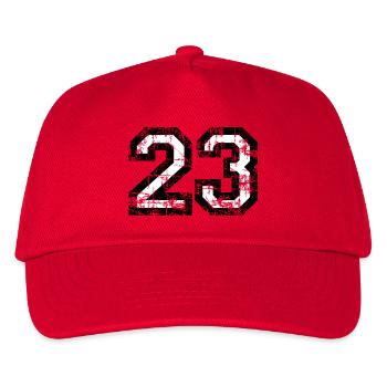 Zahl 23 (Vintage Weiß) 23. Geburtstag Nr. 23 - Kinder Basecap - Rot - Vorne