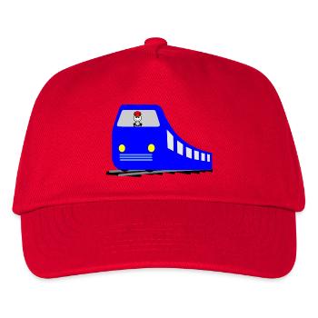 Train or metro on the rails with driver - Kids’ Baseball Cap - red - Front