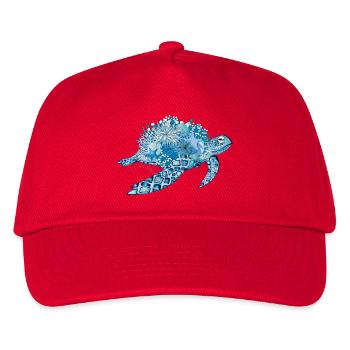 fantasievolle blaue Wasserschildkröte mit Korallen - Kinder Basecap - Rot - Vorne