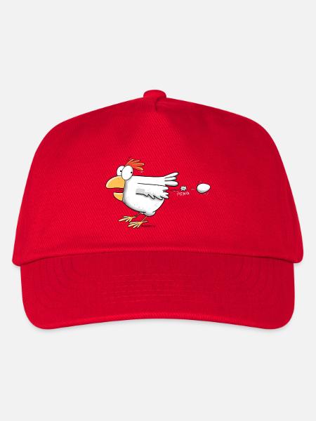 Lustiges Huhn legt ein Ei I Hühner Motiv - Kinder Basecap - Rot