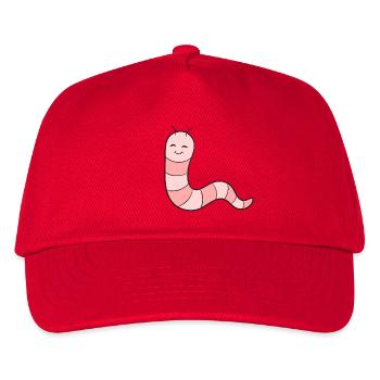 Wurm Regenwurm - Kinder Basecap - Rot - Vorne