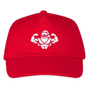 Muskulöser Weihnachtsmann - Festliche Fitness - Kinder Basecap - Rot - Vorne