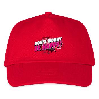 DONT WORRY BE HAPPY > BACKGROUND stormy - Kinder Basecap - Rot - Vorne