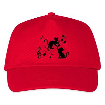 Black cats pattern playing with musical note - Kids’ Baseball Cap - red - Front