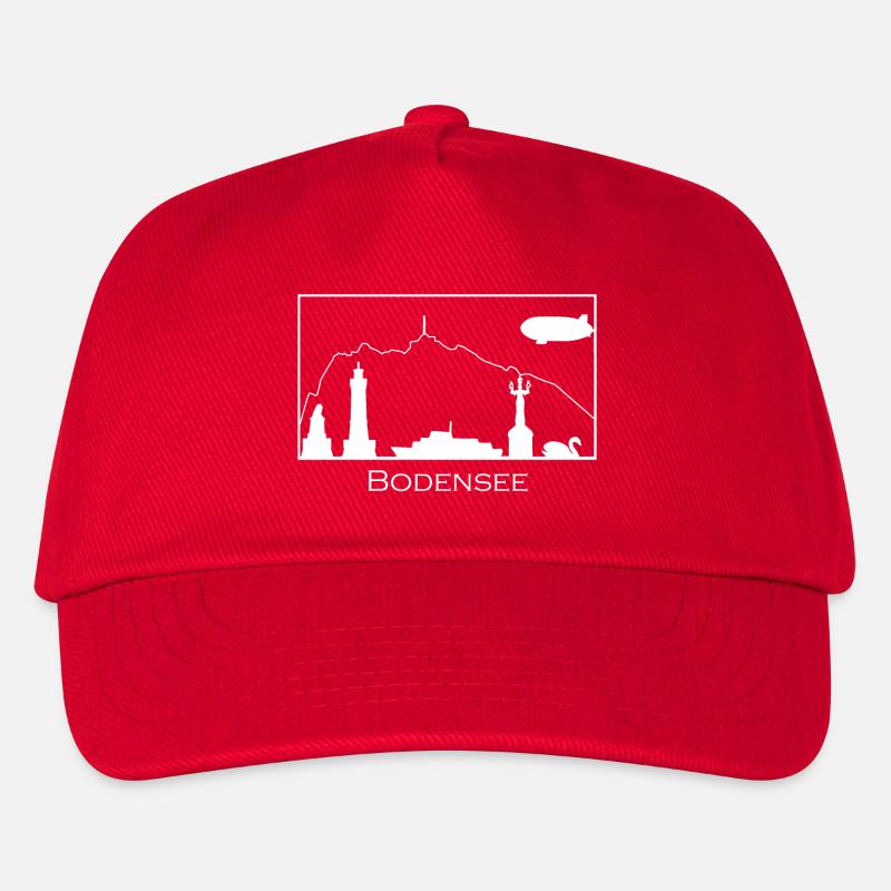 Bodensee & Pfänder | Silhouette filled | Weiß - Kinder Basecap - Rot