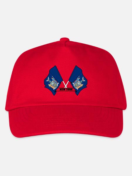Zwei Flaggen mit dem Text NEW YORK - Kinder Basecap - Rot
