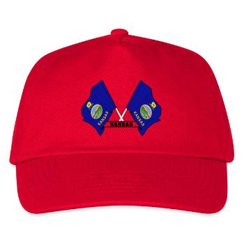 Two flags text KANSAS - Kids’ Baseball Cap - red - Front