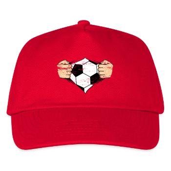 Fussball Design used - Kinder Basecap - Rot - Vorne