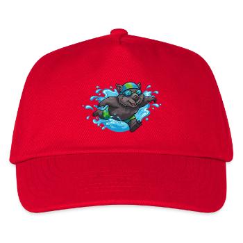 Anime Otter Swimmer with Swimming Goggles - Kids’ Baseball Cap - red - Front