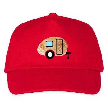 Caravan Wood Grain Retro Nature Caravan Fan - Kids’ Baseball Cap - red - Front