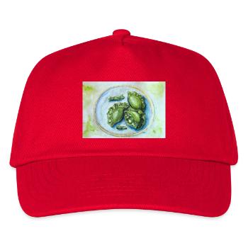 Leuchtend grüne Knödel: Aquarell-Essenskunst - Kinder Basecap - Rot - Vorne