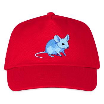 Blauer Low-Poly Maus - Kinder Basecap - Rot - Vorne