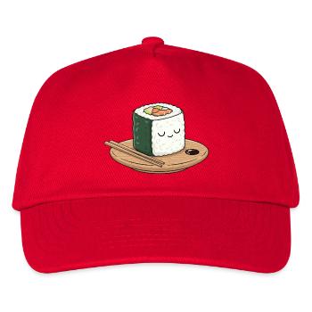 Kawaii sushi on wooden plate with chopsticks - Kids’ Baseball Cap - red - Front