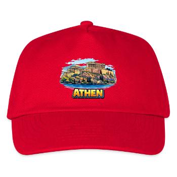 Athens Acropolis Island Illustration - Kids’ Baseball Cap - red - Front
