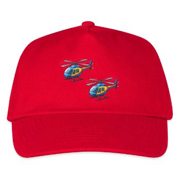 Helikopter Cartoon - Kinder Basecap - Rot - Vorne