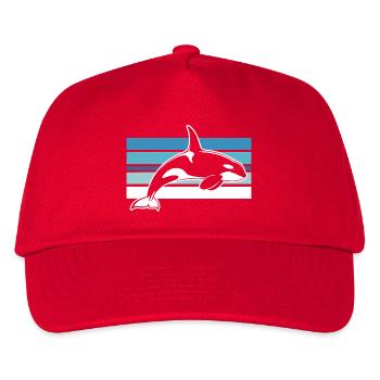 Orca in the ocean strip - Kids’ Baseball Cap - red - Front