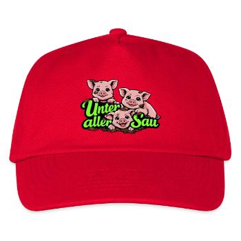 Unter aller Sau lustiges Schwein Motiv - Kinder Basecap - Rot - Vorne