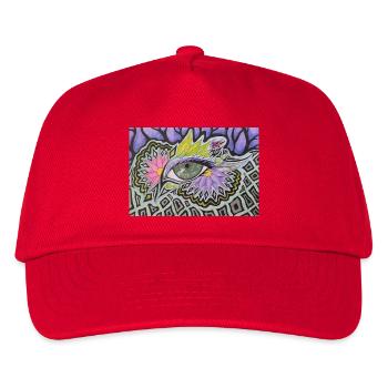 Psychedelisches Einzelauge Muster - Kinder Basecap - Rot - Vorne