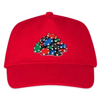 Pokerchips Pyramide Motiv - Kinder Basecap - Rot - Vorne