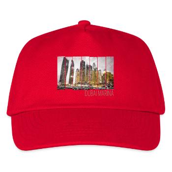 Dubai Marina in VAE Skyline Vintage Panorama - Kinder Basecap - Rot - Vorne