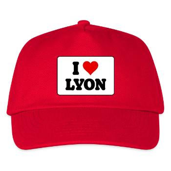 Ich liebe Lyon, ich liebe Lyon – Amour Ville - Kinder Basecap - Rot - Vorne