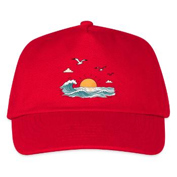 Meer Wellen Sonnenuntergang Retro - Kinder Basecap - Rot - Vorne