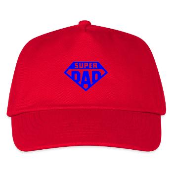 Super Papa Hellblaues Abzeichen - Kinder Basecap - Rot - Vorne