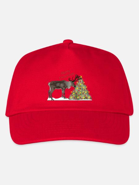 Fröhliche Weihnachen, Rainer Rentier! - Kinder Basecap - Rot