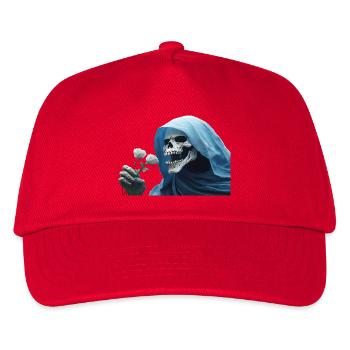 Weiße Rose Für Den Reaper Totenkopf Skull Umhang - Kinder Basecap - Rot - Vorne