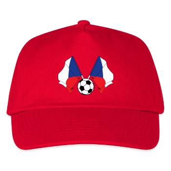 Zwei tschechische Fahnen mit einem Fußball - Kinder Basecap - Rot - Vorne