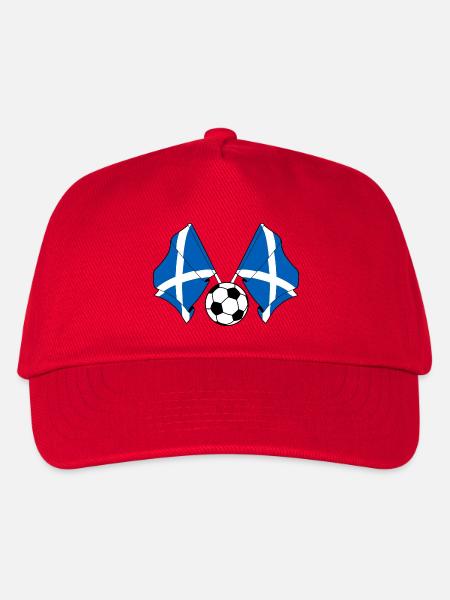 Two Scottish flags with a football Scotland - Kids’ Baseball Cap - red