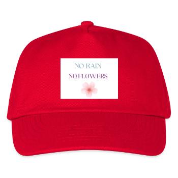 No Rain No Flowers Typography, Motivational - Kids’ Baseball Cap - red - Front