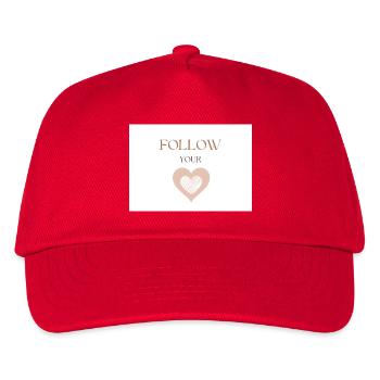 Follow Your Heart, Simple Brown Text and Heart - Kids’ Baseball Cap - red - Front