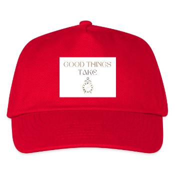 Good Things Take Time Typography with Clock - Kids’ Baseball Cap - red - Front