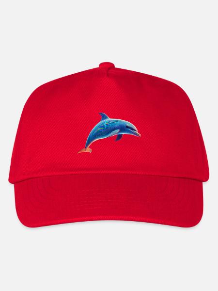 Neon Delphin - Kinder Basecap - Rot