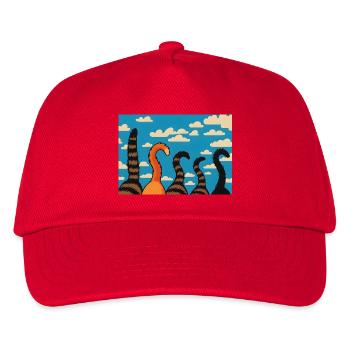 Cute Cat Tails Against Cloudy Sky - Kids’ Baseball Cap - red - Front