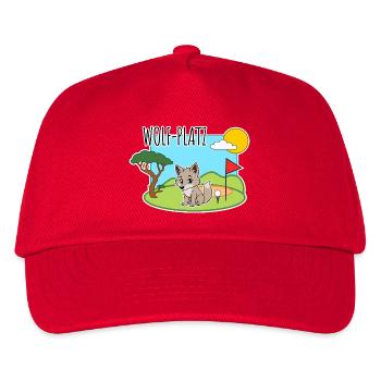 Wolf-Platz - Ein Wolf auf dem Golfplatz - Kinder Basecap - Rot - Vorne