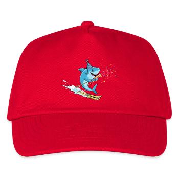 Party Hai Beim Wasserski Mit Tröte Und Konfetti - Kinder Basecap - Rot - Vorne