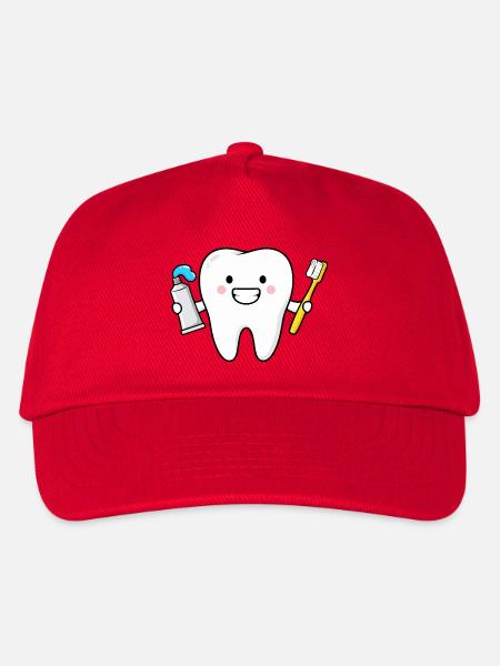 Süßer Zahn mit Zahnbürste - Kinder Basecap - Rot