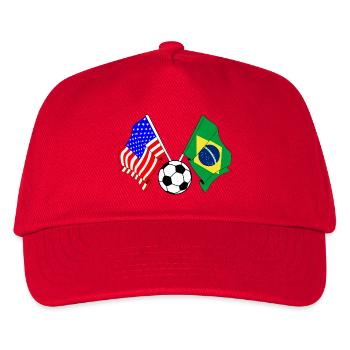 Fußball Brasilien gegen USA - Kinder Basecap - Rot - Vorne