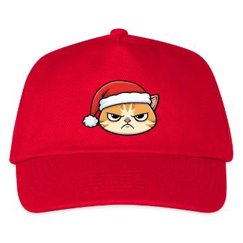 Genervte Katze mit Weihnachtsmütze - Kinder Basecap - Rot - Vorne