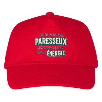 Ich bin nicht faul, ich spare Energie. - Kinder Basecap - Rot - Vorne