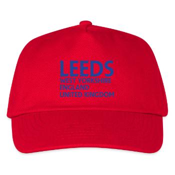 Leeds – England Liedtextdesign - Kinder Basecap - Rot - Vorne