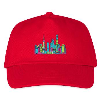 Shanghai City Skyline: Orientalische Perlenlinienzeichnung - Kinder Basecap - Rot - Vorne