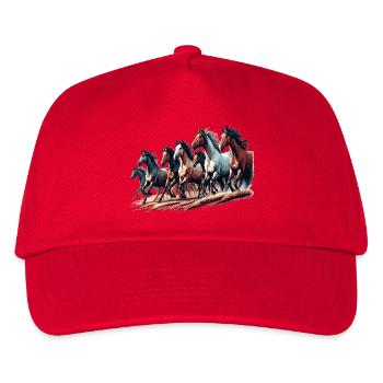 Galloping herd of stallions - Kids’ Baseball Cap - red - Front