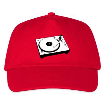Turntable Plattenspieler DJ - Kinder Basecap - Rot - Vorne