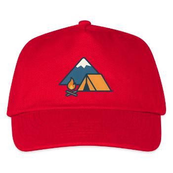 Bergcamping Zelt Lagerfeuer - Kinder Basecap - Rot - Vorne