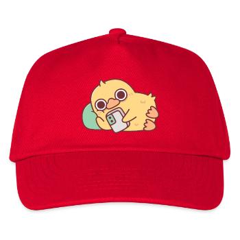 Süße Ente entspannt mit dem Handy. - Kinder Basecap - Rot - Vorne